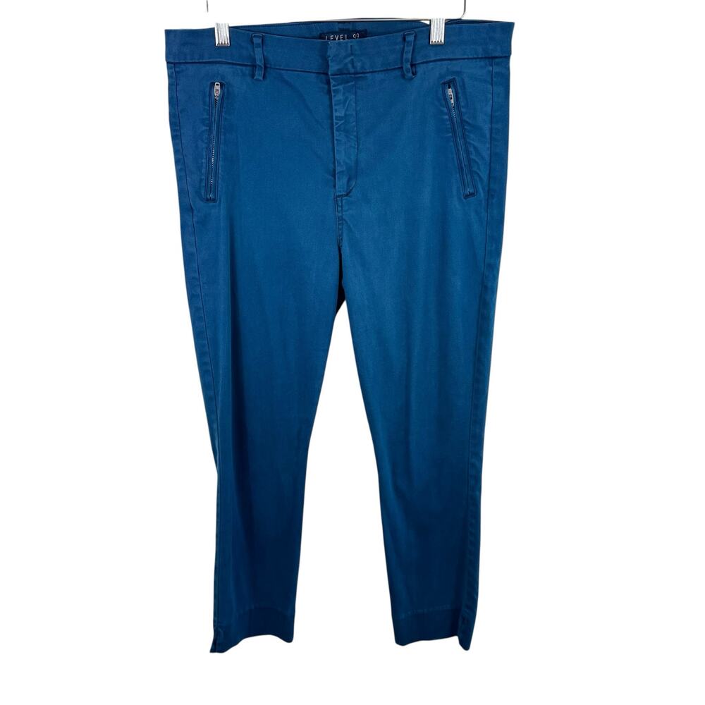Level 99 Teal Blue‎ Cotton Blend High Rise Slim Leg Cropped Pants Size 32
